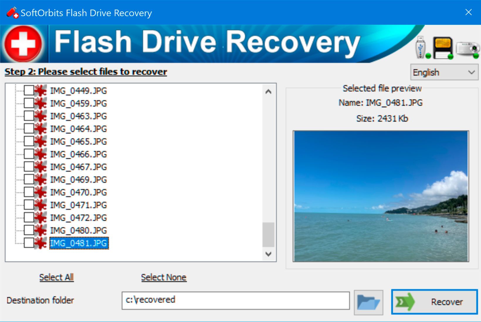 SoftOrbits Flash Drive Recovery スクリーンショット.