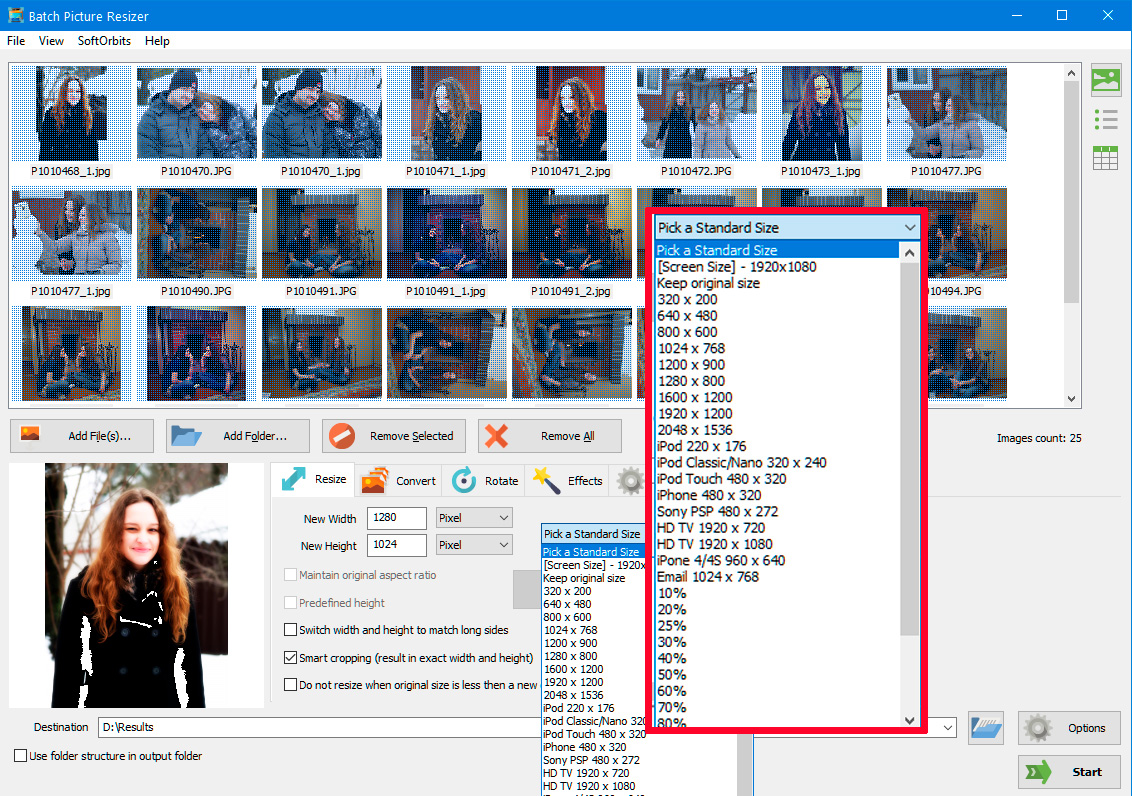 画像のサイズを選択する. 画像のサイズを選択する.