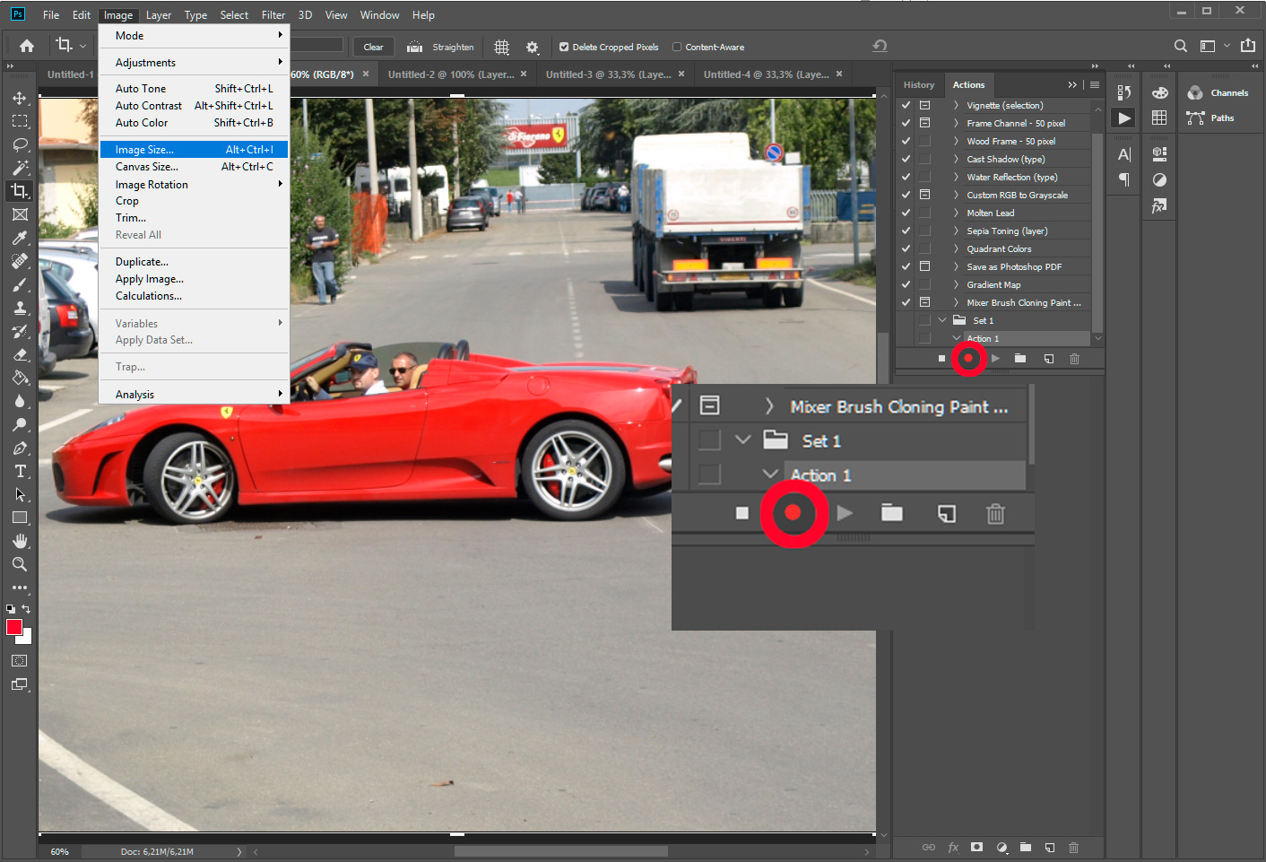 Photoshop - 複数の写真のサイズ変更用にアクションを記録. Photoshop - 複数の写真のサイズ変更用にアクションを記録.