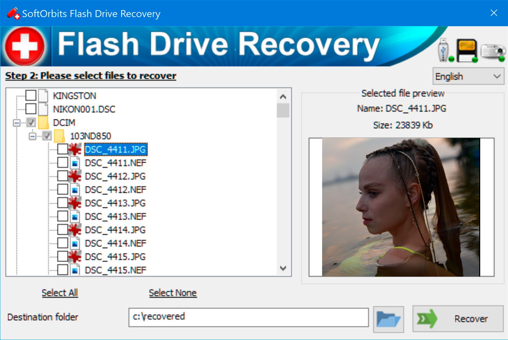 SoftOrbits Flash Drive Recovery スクリーンショット.