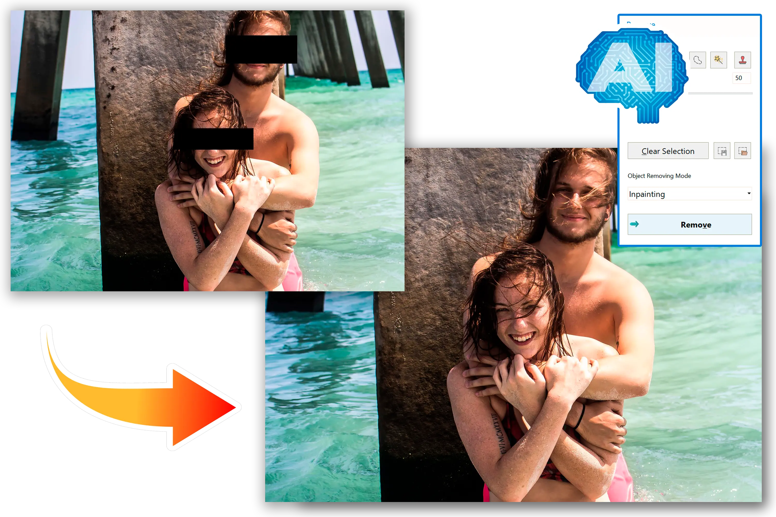 写真やスクリーンショットからブラックアウトを削除する.