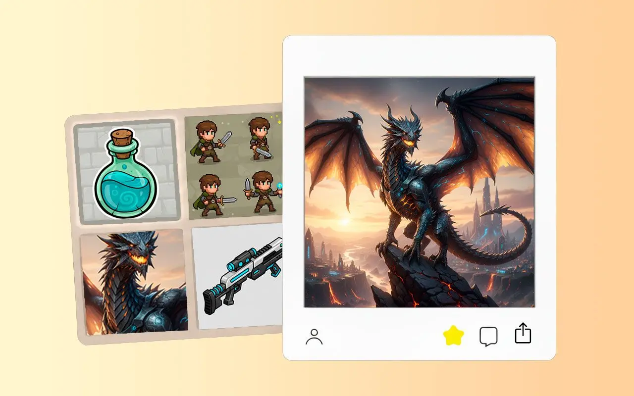 想像できるあらゆるものを創造: ゲームアセットとスプライト.