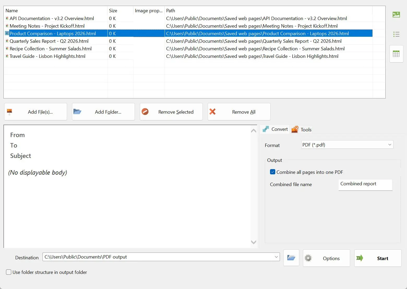 Batch HTML to PDF Converter スクリーンショット.