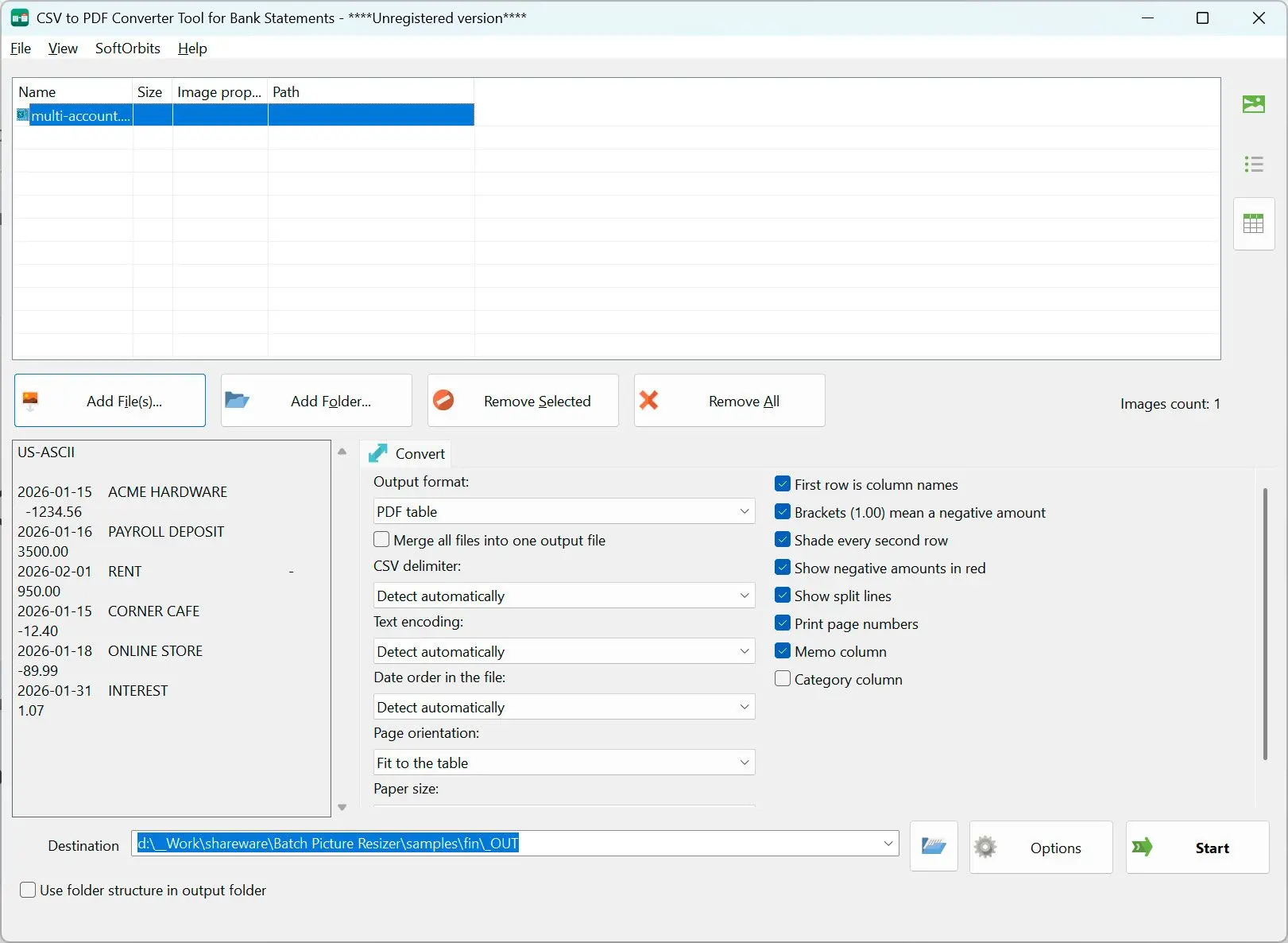 CSV to PDF Converter スクリーンショット.