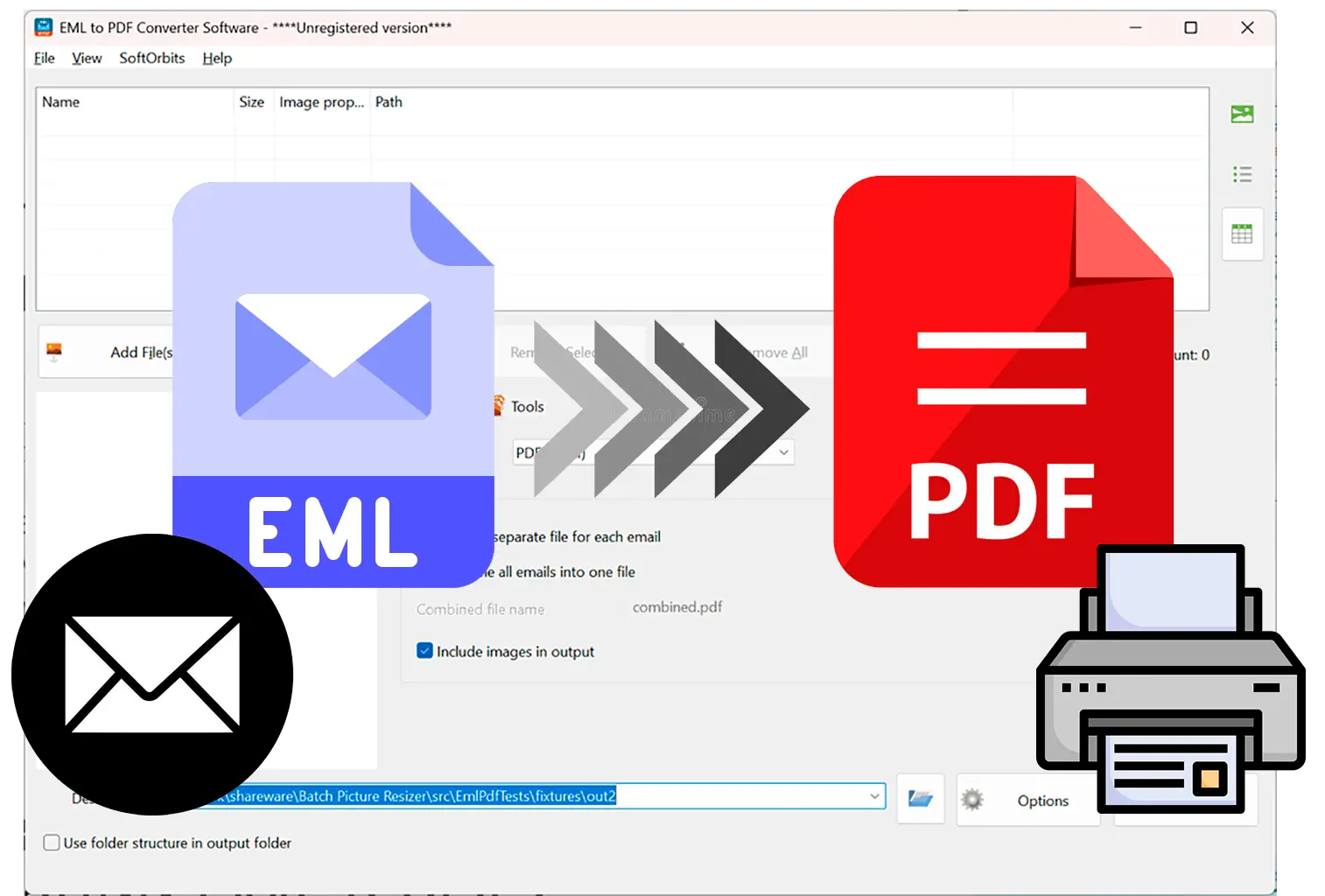 EMLを印刷可能なPDFまたはHTMLに簡単に出力。.