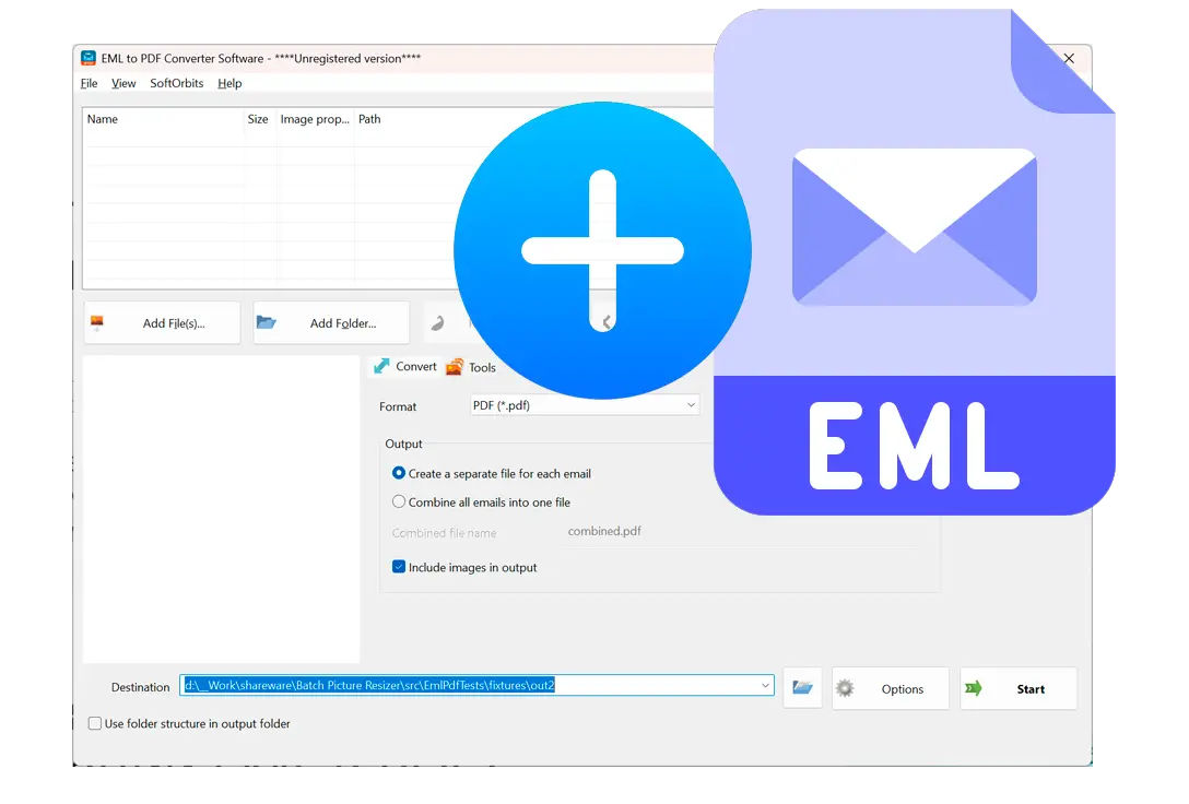 .EML ファイルをプログラムに追加します。.