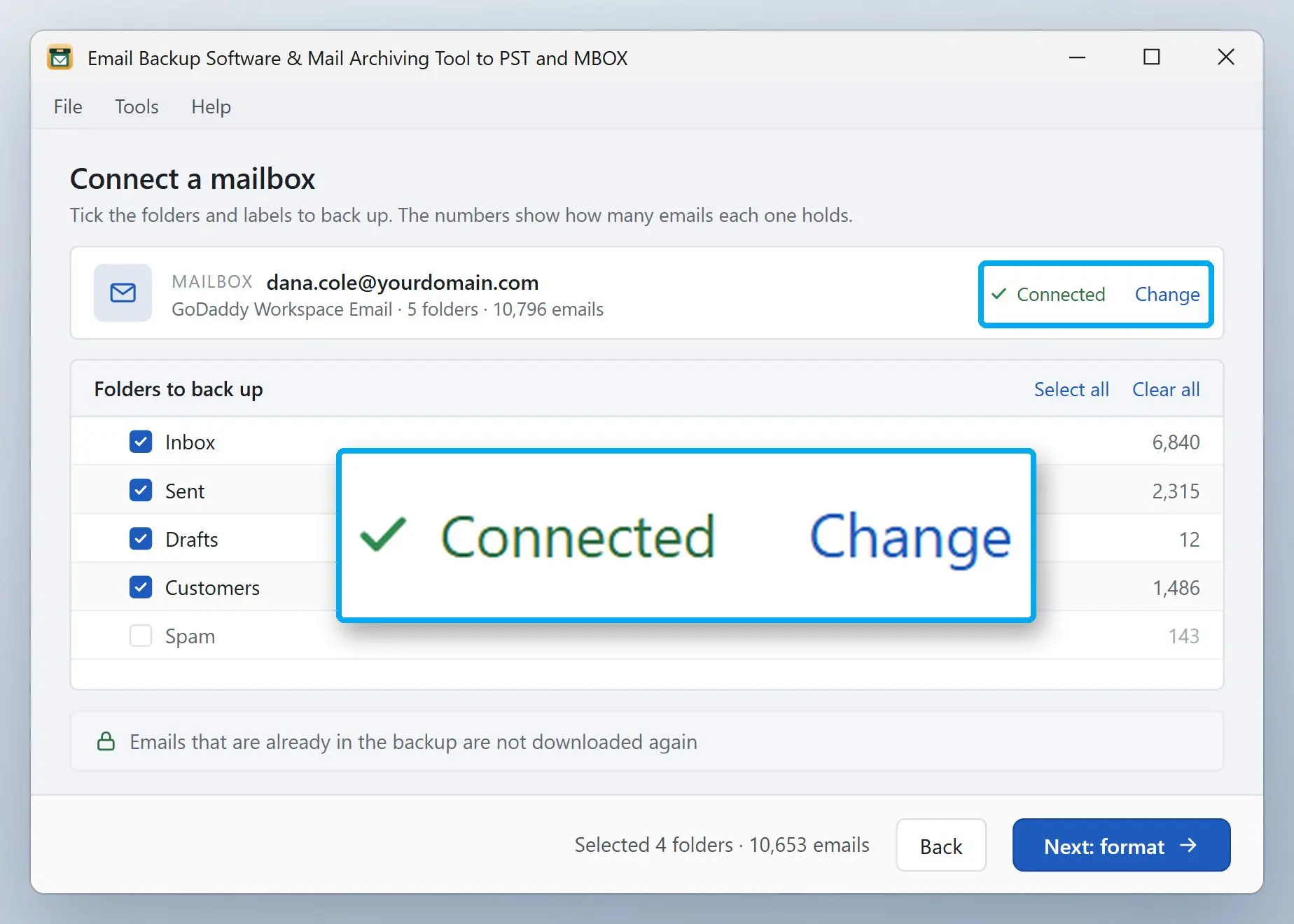 Email Backup Software & Mail Archiving Tool to PST and MBOX スクリーンショット.