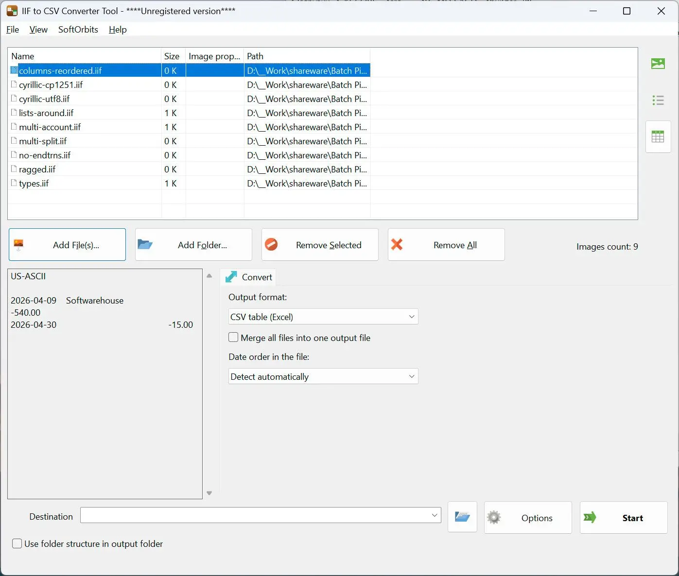 QIF to QBO Converter スクリーンショット.