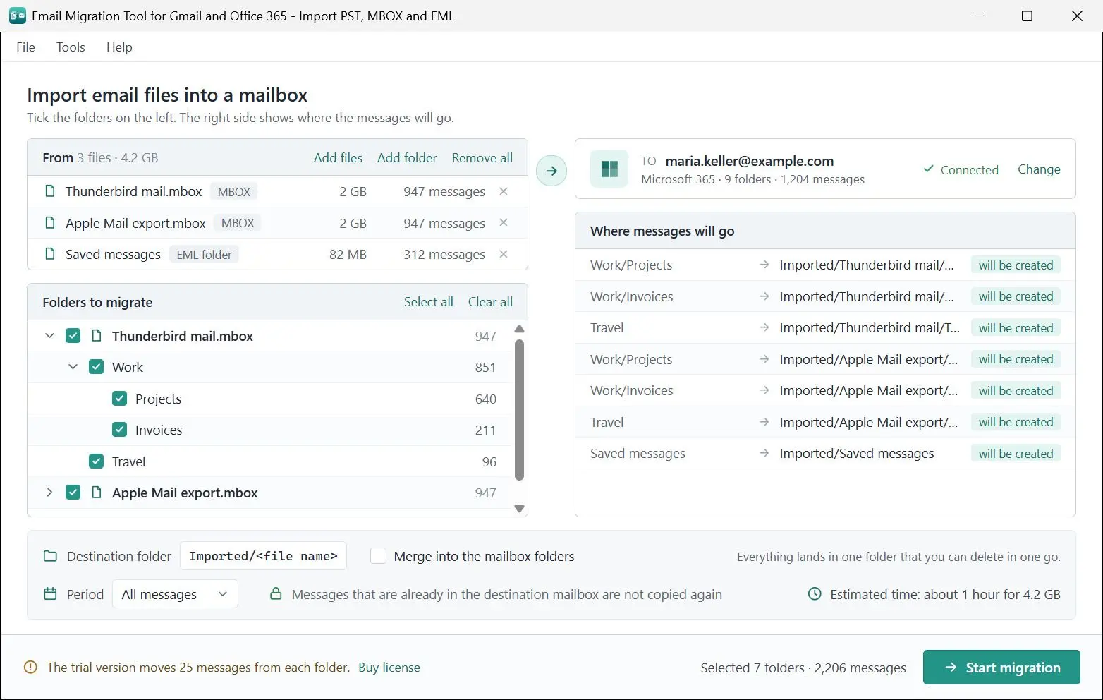 Email Migration Tool for Gmail and Office 365 - Import PST, MBOX and EML スクリーンショット.