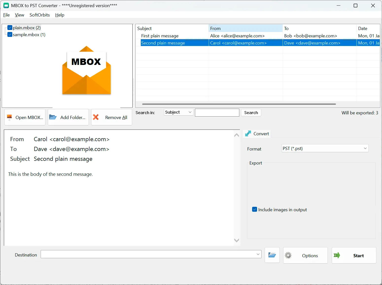 MBOX to PST Converter Software for Outlook スクリーンショット.