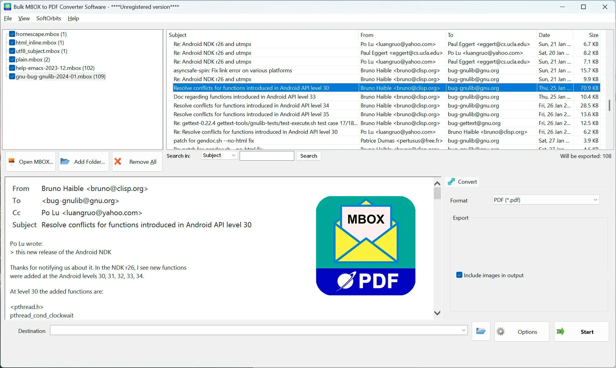 MBOX to PDF Converter Software スクリーンショット.