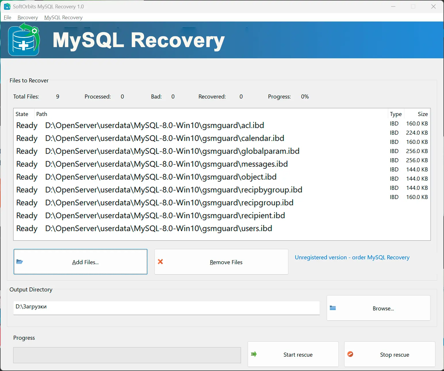 データベースファイルを追加.