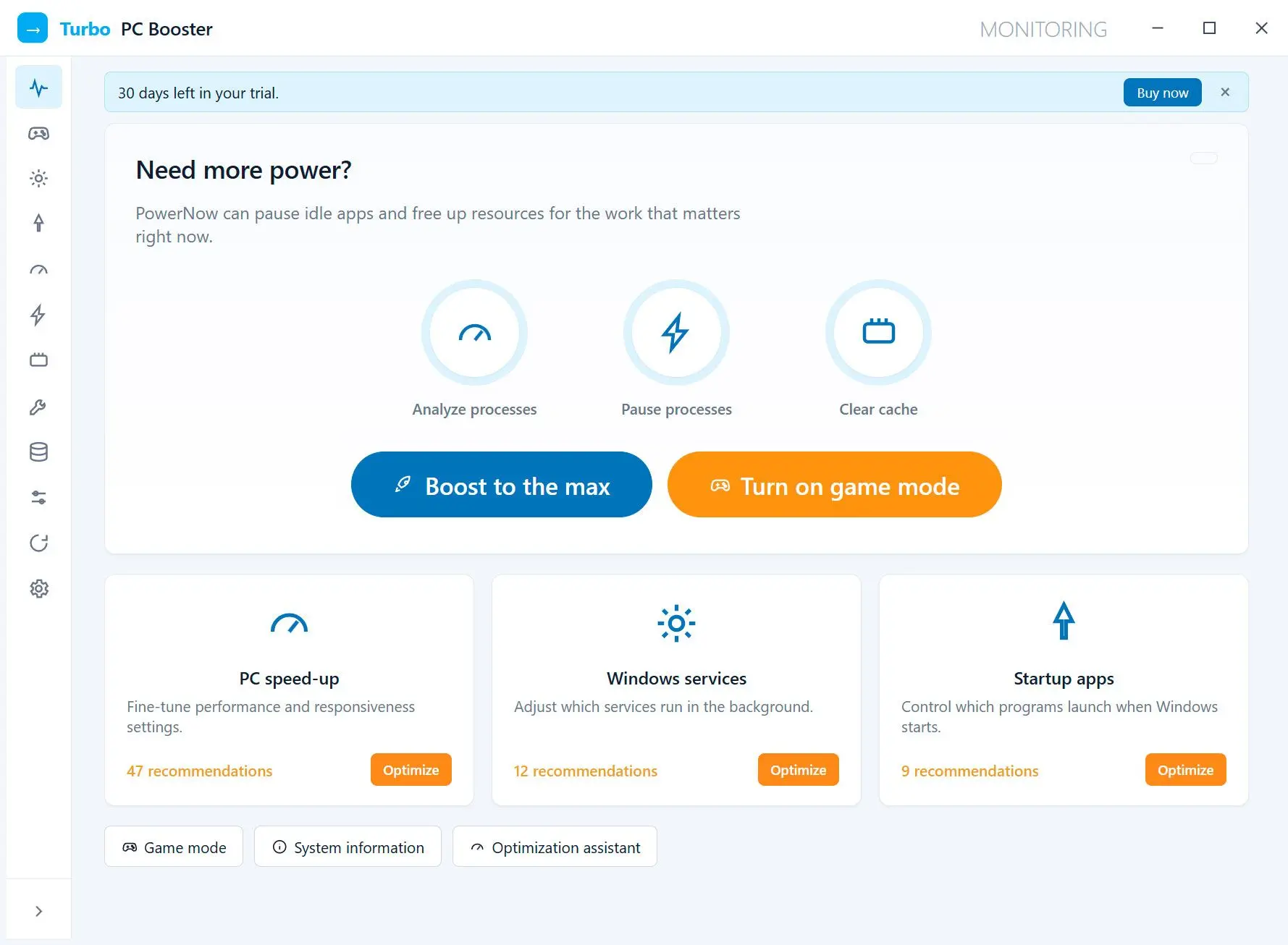 Turbo PC Optimizer スクリーンショット.