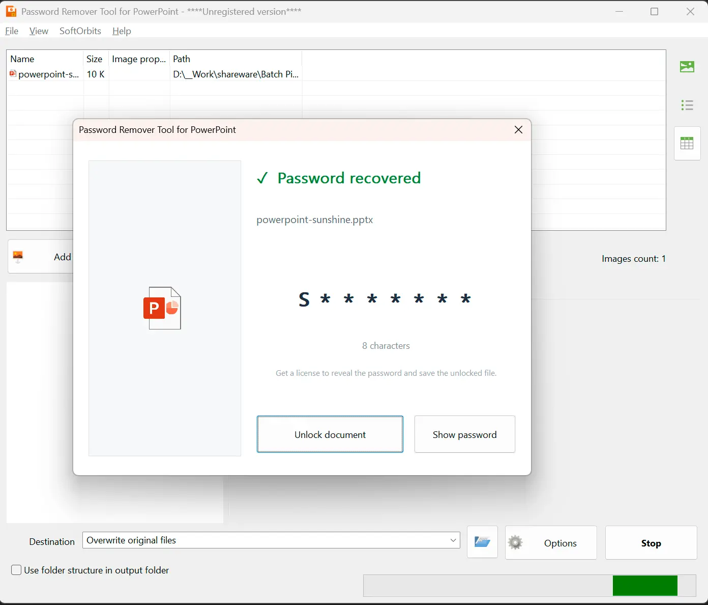 Password Remover Tool for PowerPoint スクリーンショット.