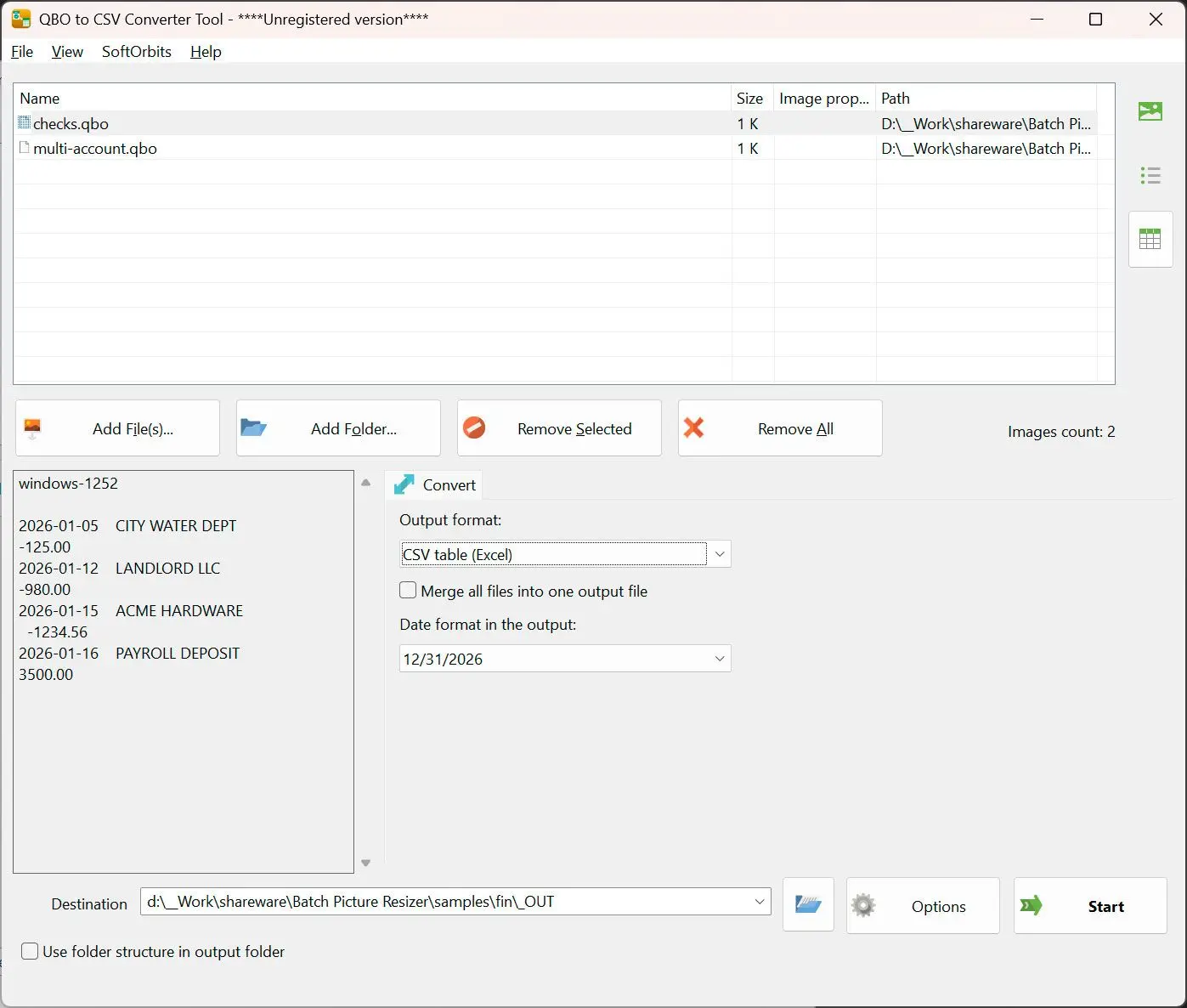 QBO to PDF Converter スクリーンショット.